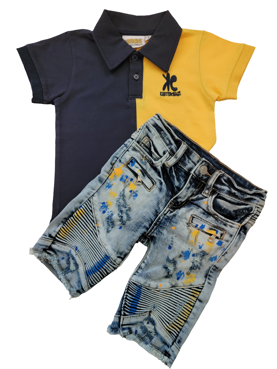 Distressed Paint Splash Denim Shorts