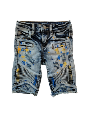 Distressed Paint Splash Denim Shorts